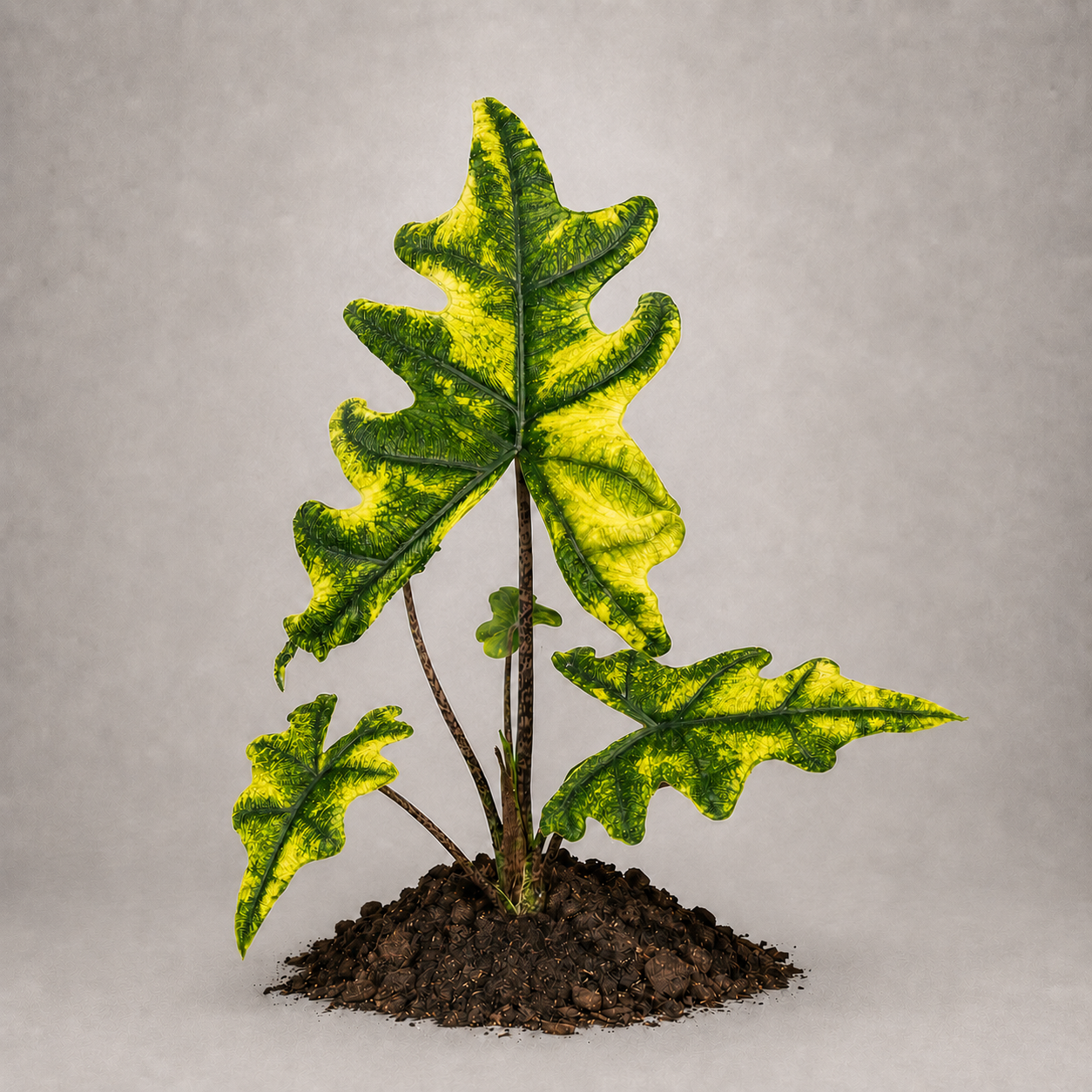 Alocasia tandurusa 'Variegata' als adulte panaschierte Pflanze
