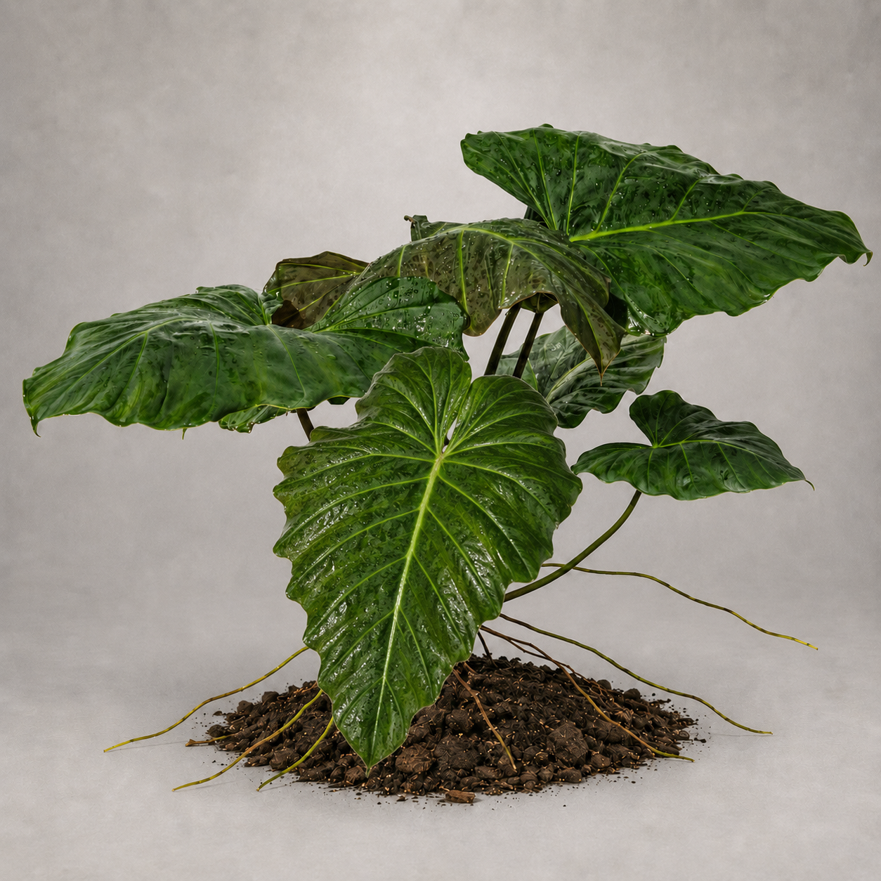 Philodendron pinnatifidum × verrucosum als adulte Hybridpflanze mit gelappten Blättern