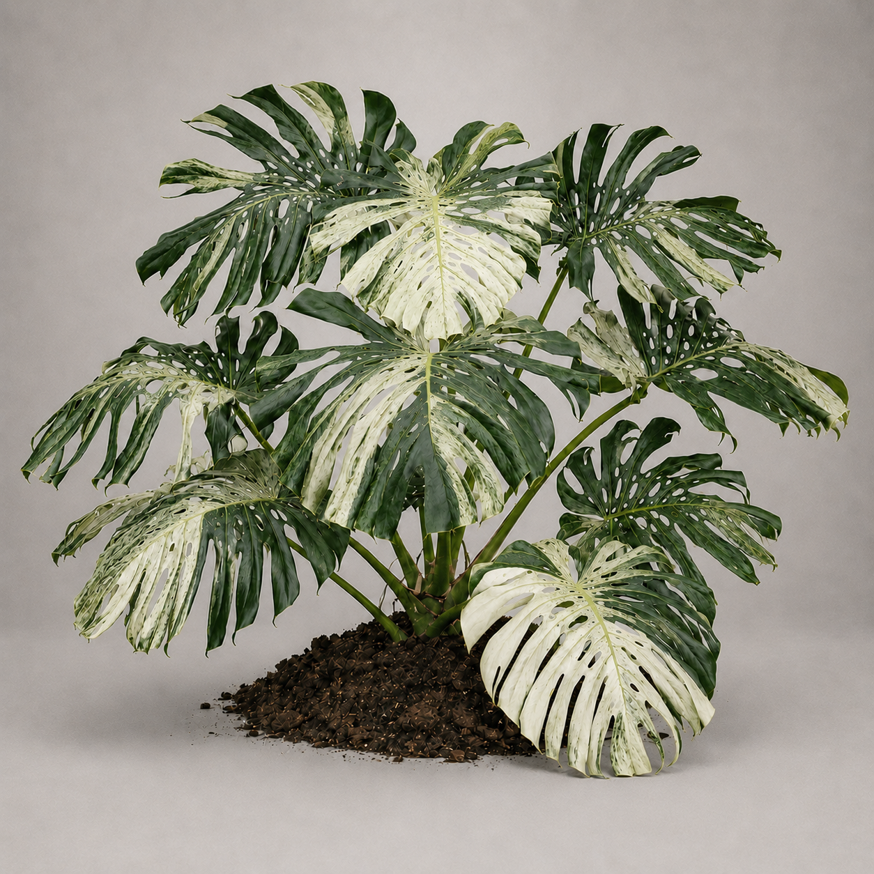 Monstera deliciosa 'Mint' als adulte hell panaschierte Pflanze